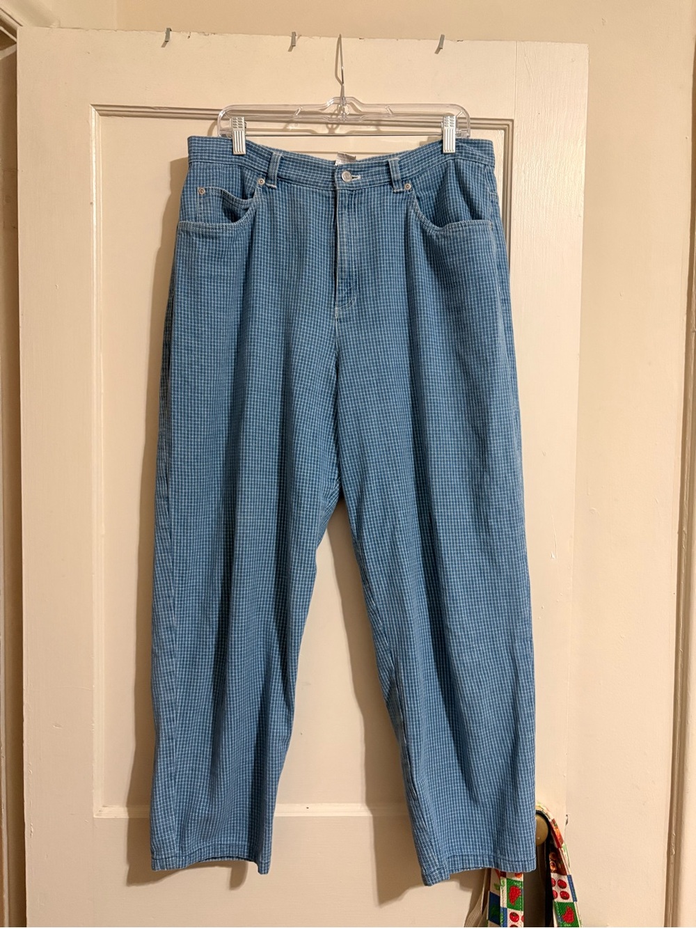 Vintage 90s Jones New York Denim Grid Print Mom Jeans Size 16/34” Waist